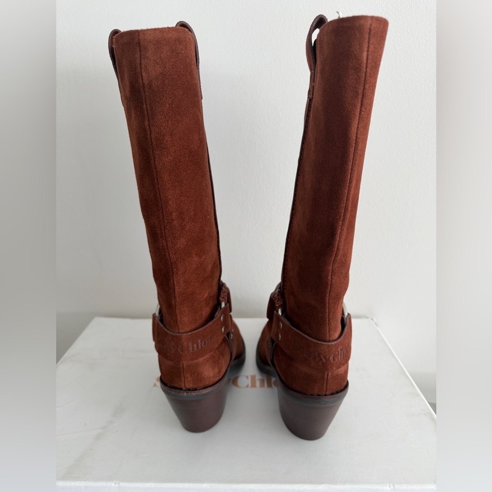 NEW See By Chloe Brown Suede Western Boots 39 US 8.5 - Picture 5 of 8